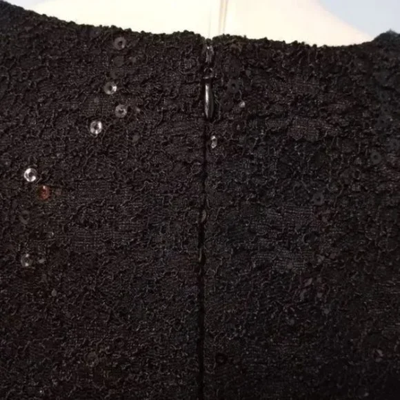 NEW R&M Richards Sequined Lace Midi Dress BLACK SZ 16 - Picture 5 of 12